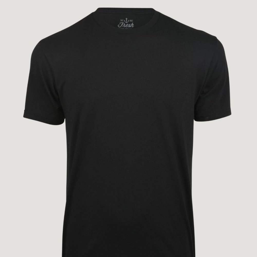 FRESH CLEAN TEES  MEN'S CREW NECK SHORT SLEEVE TEE SHIRT  COLOR: BLACK - Picture 2 of 5